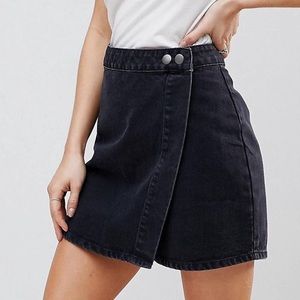 Asos Denim Wrap Skirt in Washed Black